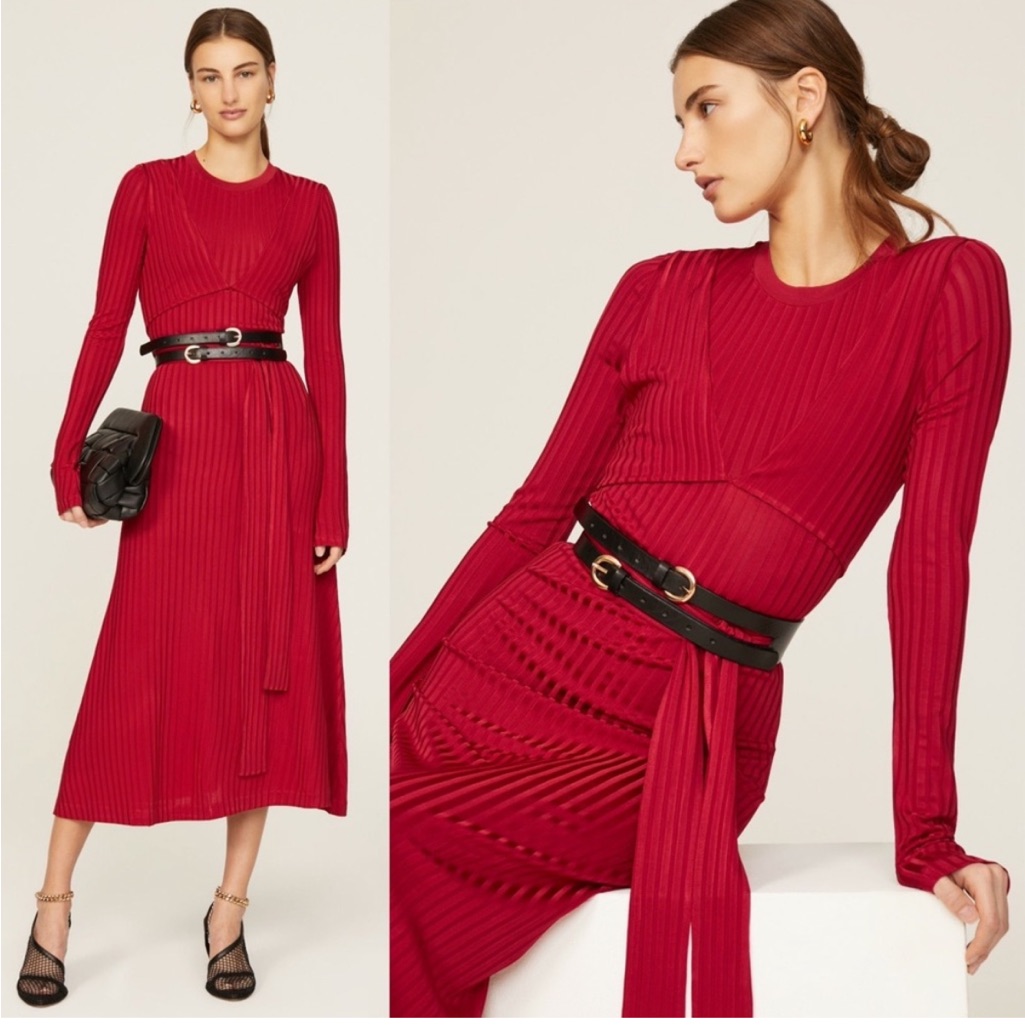 Altuzarra Masika Midi Ribbed Wrap Dress In Burnt Red Long Sleeve Size 38 (Us6) — image 2 of 8